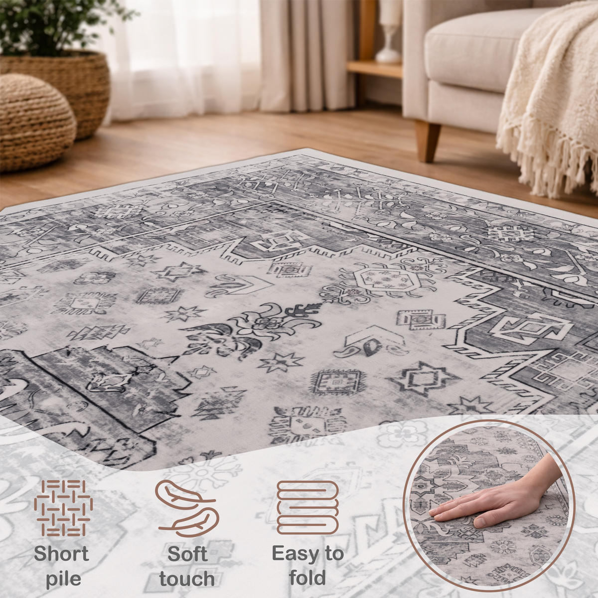 KURZFLORTEPPICH 160/220 cm Semer 426 - Grau, Textil (160/220cm) - Paco Home