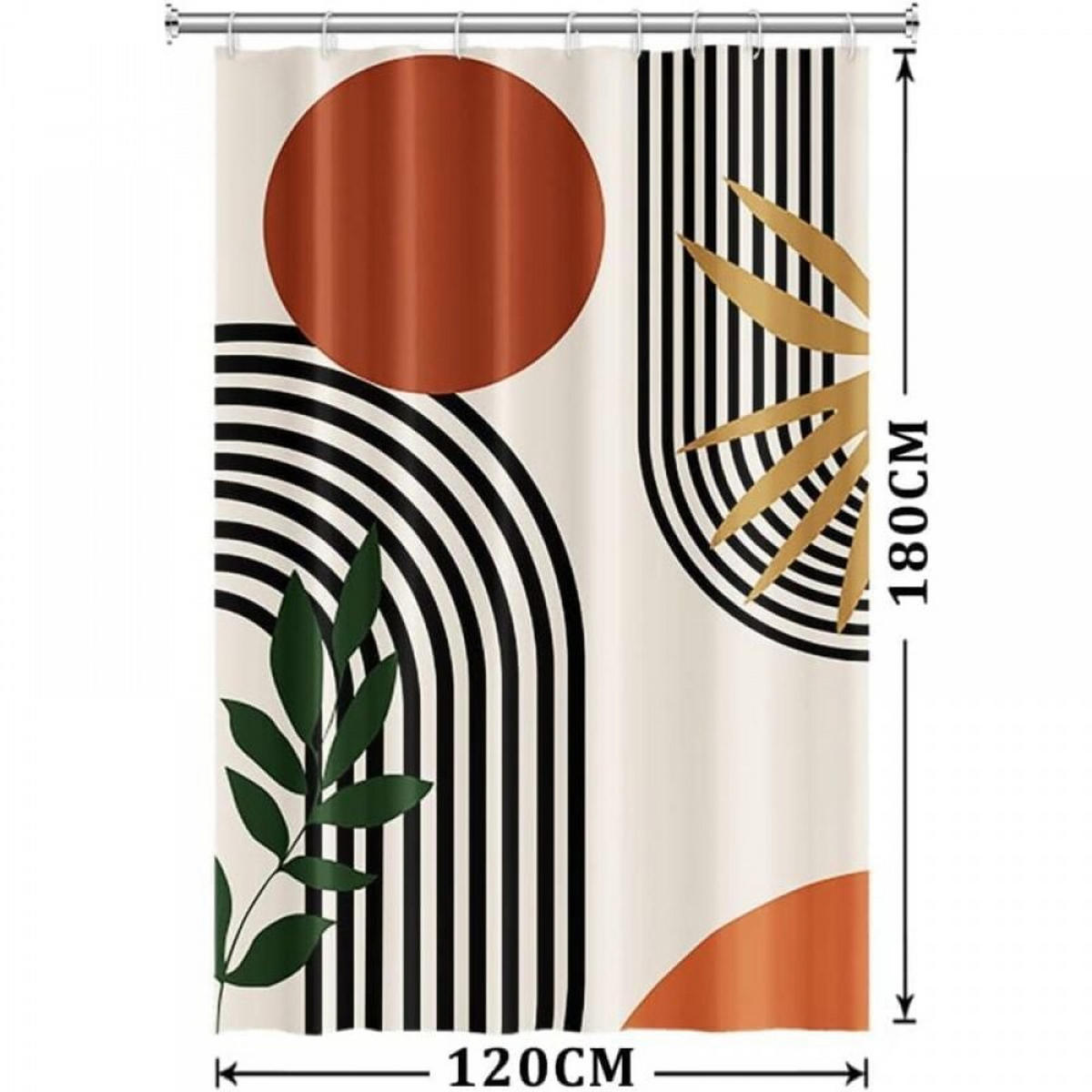 DUSCHVORHANG Terrakotta geometrisch Polyester modern schlicht schimmelresistent wasserdicht waschbar - Orange, Textil (180/120cm) - MCBOSON