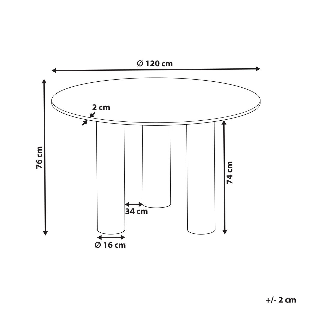 ESSTISCH 120/76 cm Hellbraun Rund Orin - Hellbraun, Holzwerkstoff (120/120/76cm) - Beliani