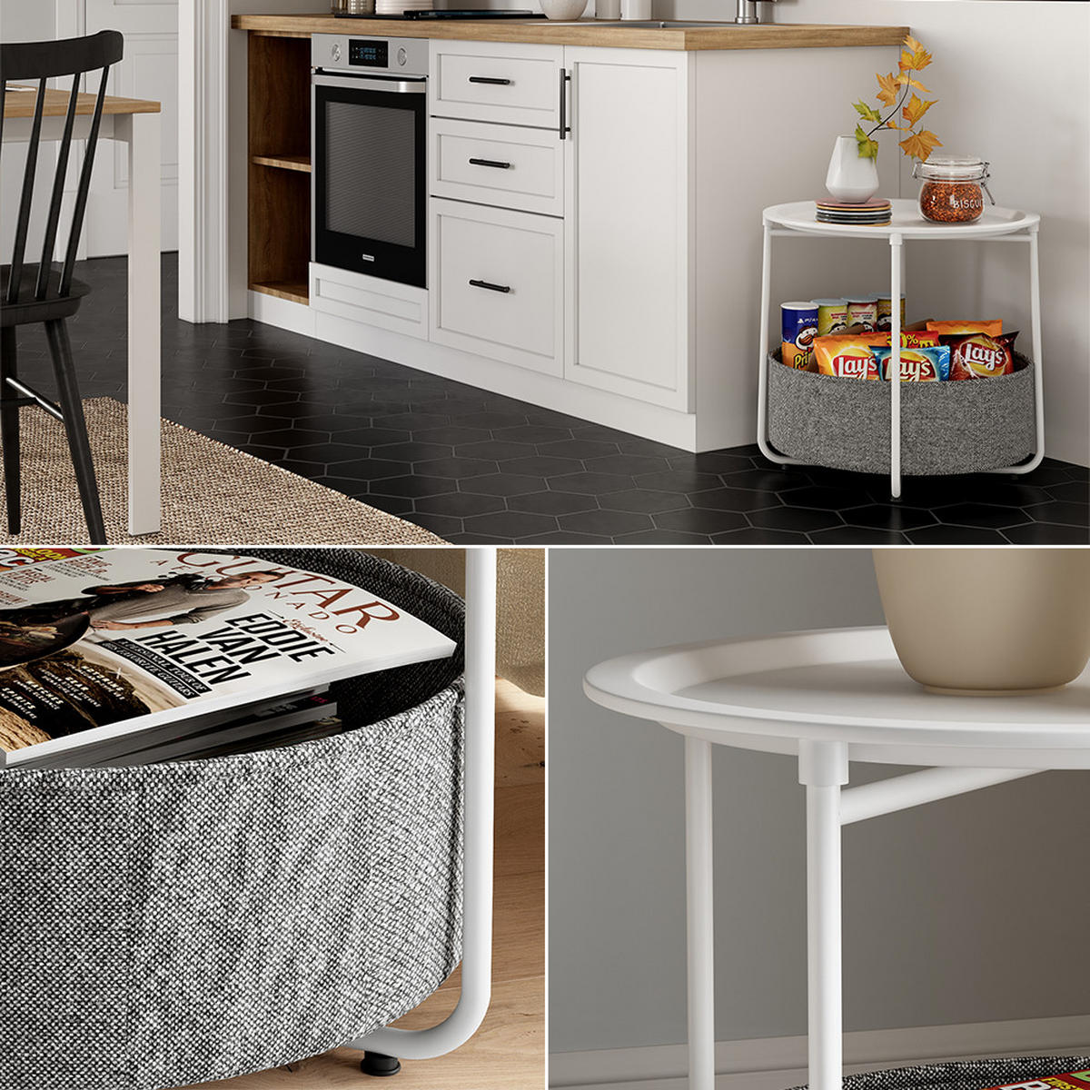COUCHTISCH Liva Weiß 47 x 50 cm - Weiß, Metall (50/47/50cm) - Vicco