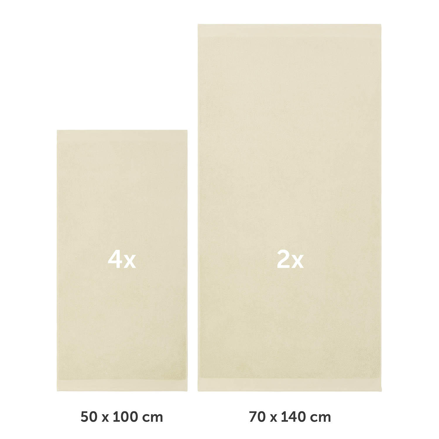 BADETUCH 6-teilig, 2x Badetuch 70/140 + 4x Handtuch 50/100 cm, Sandfarben - Sandfarben, Textil (70/140cm) - Blumtal