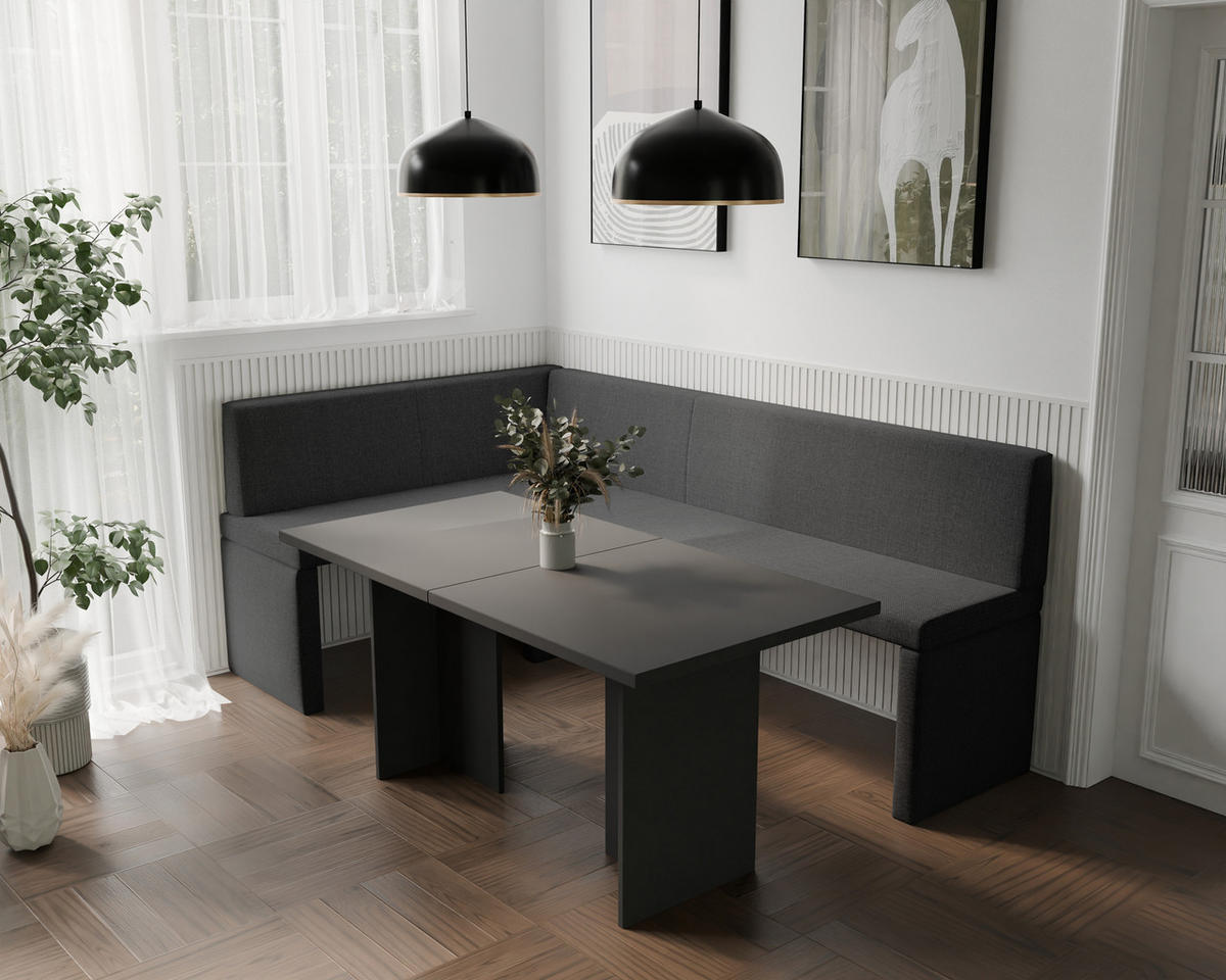 ECKBANK links OWEN Webstoff, 128/168 cm Anthrazit - Anthrazit, Holz/Textil (128/168cm) - Idohome