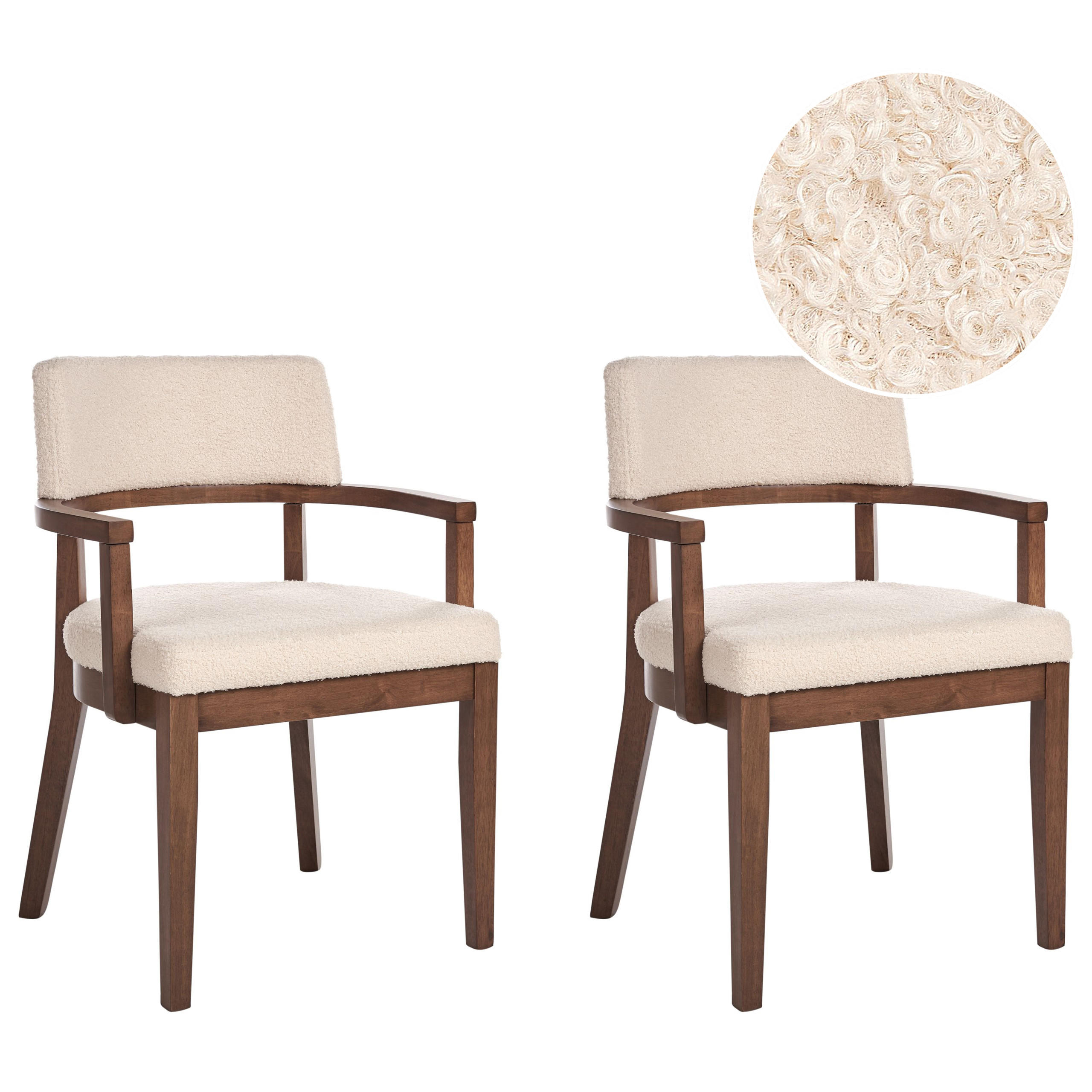 ESSZIMMERSTUHL 2er-Set Beige Dalbo - Beige/Braun, Textil (59/82/56cm) - Beliani