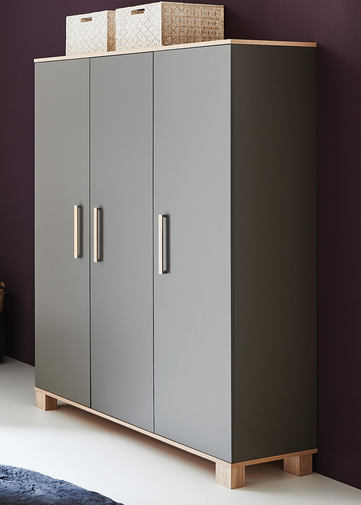 KLEIDERSCHRANK Cloe 131/189/51 cm mit Türdämpfung - Eichefarben/Anthrazit, Holzwerkstoff (131/189/51cm) - arthur berndt