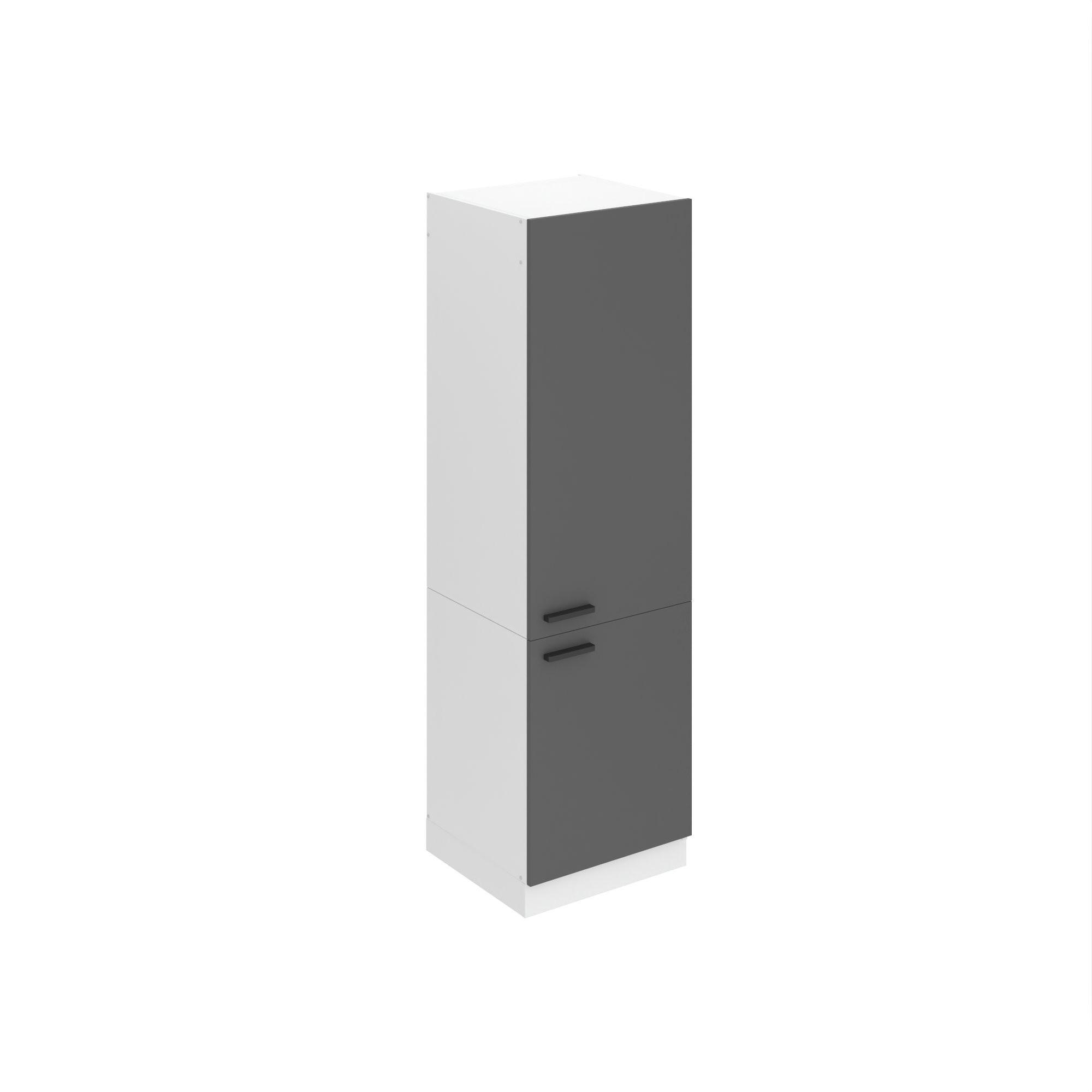 HOCHSCHRANK Küche SSL 60x204 cm, mit 2 Türen, Silber matt - Silberfarben, Holz (60/204/57.6cm) - B BELINI GROUP