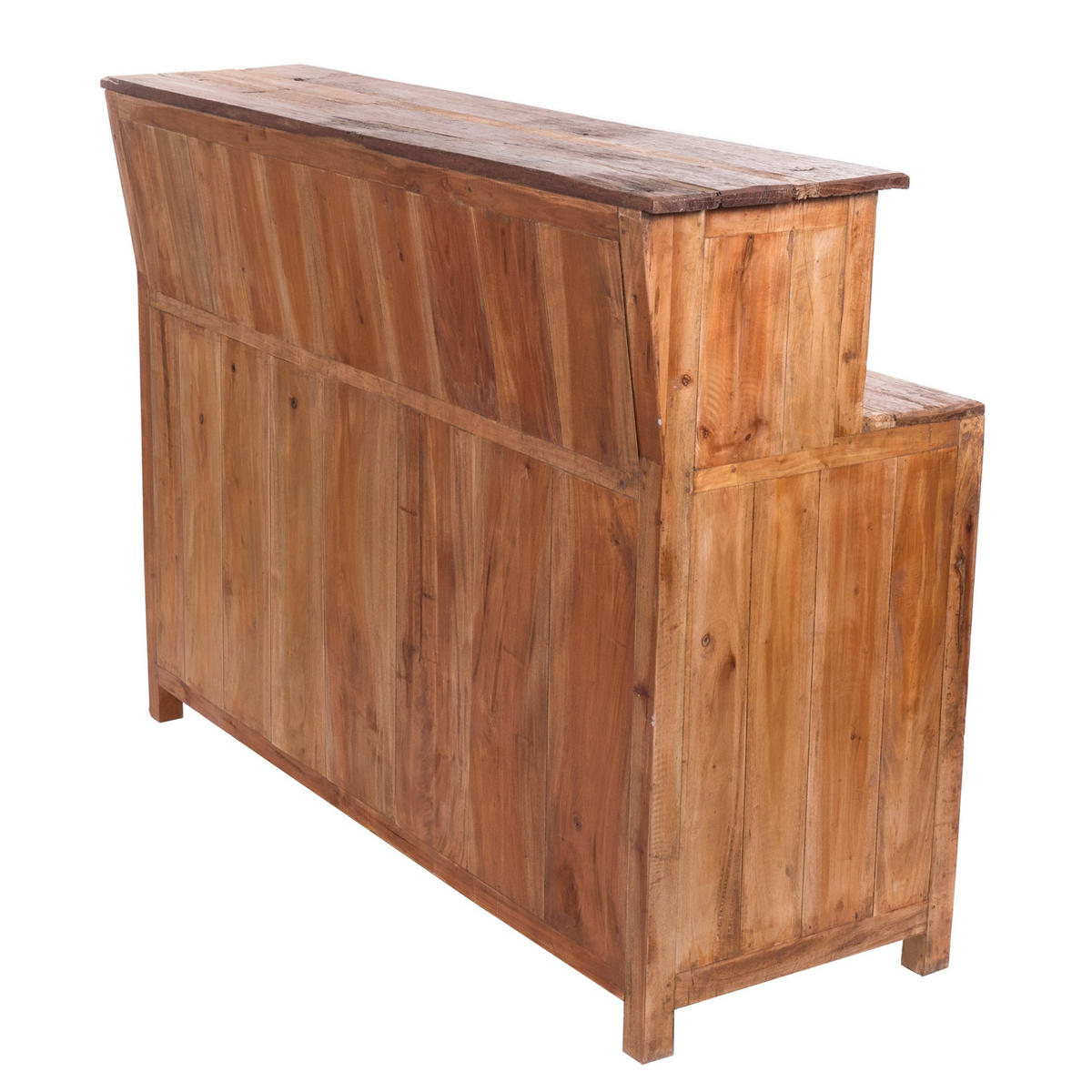 BARSCHRANK PUREWOOD Recyclingholz massiv, Vintage-Look 08 honigfarben gewachst - Honig, Holz (150/110/55cm) - DESIGN DELIGHTS