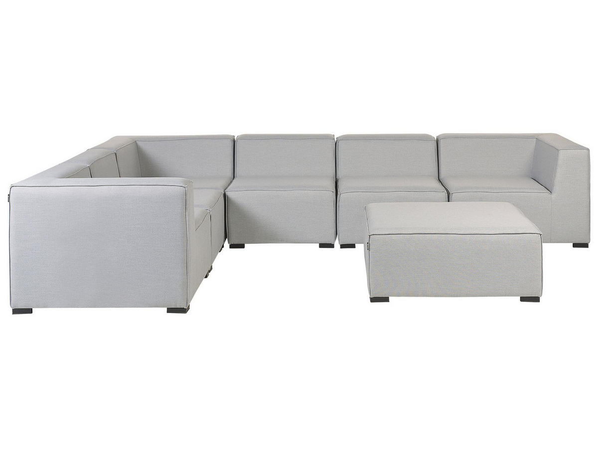 LOUNGE SET 7-Sitzer hellgrau linksseitig modular Arezzo - Hellgrau, Textil - Beliani