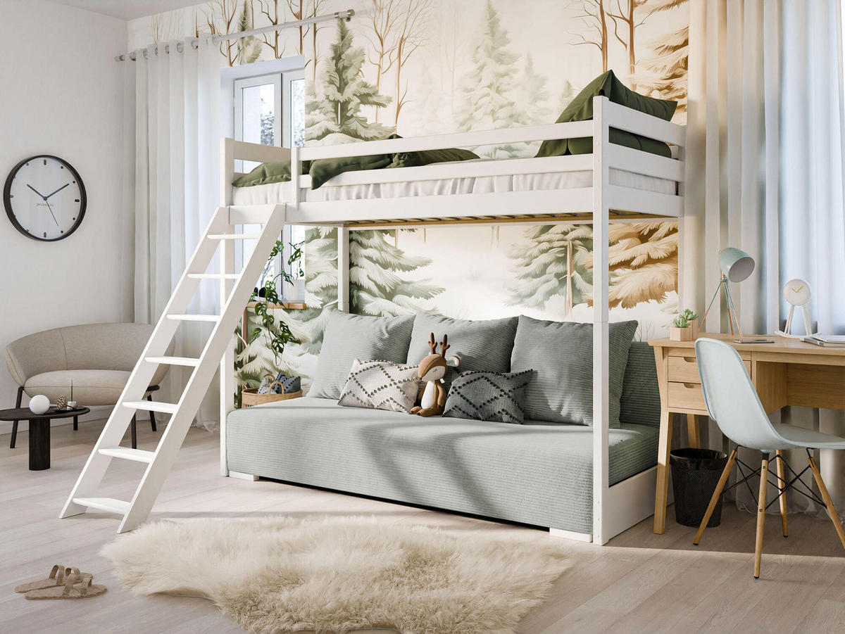 ETAGENBETT SOFINO Weiß 96x208x170 cm - Weiß, Holz - FURNLUX