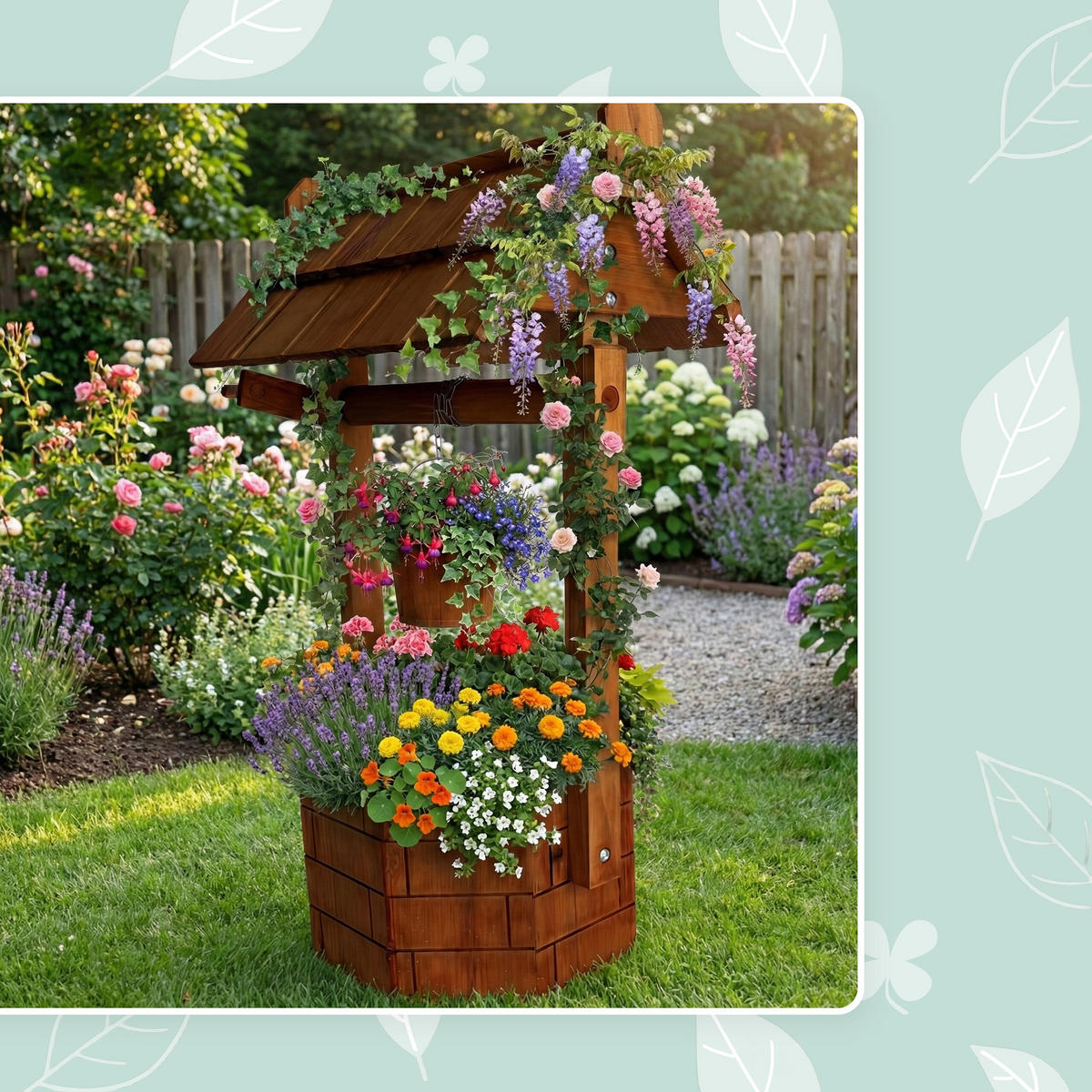 ZIERBRUNNEN - Orange, Holz/Metall (31/43/75cm) - Relaxdays