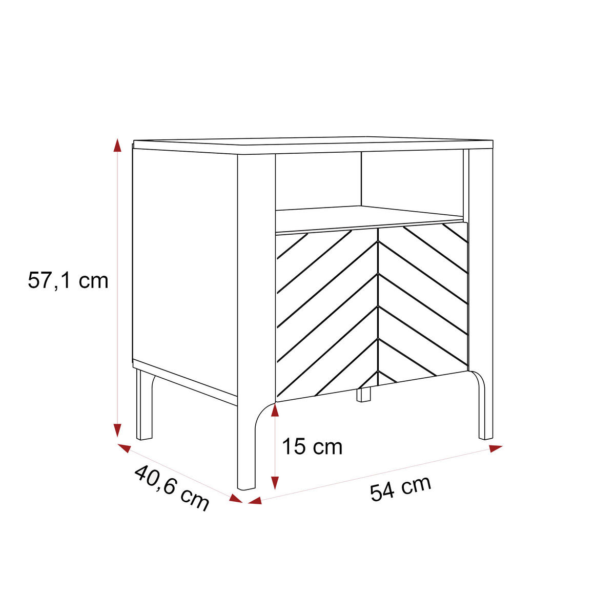 NACHTSCHRANK LORIEN 54/40/57 cm Kaschmir - Kaschmir/Schwarz, Holzwerkstoff/Metall (54/57.1/40.6cm) - Idohome