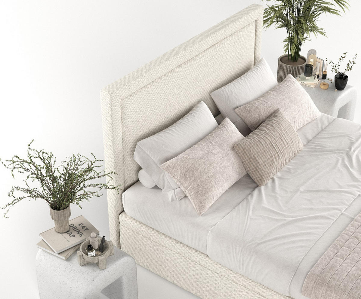 POLSTERBETT Salma mit Stauraum 160/200 cm Hellbeige im Alta Stoff - Sandfarben/Schwarz, Holz/Holzwerkstoff (160/200cm) - AltaBeds