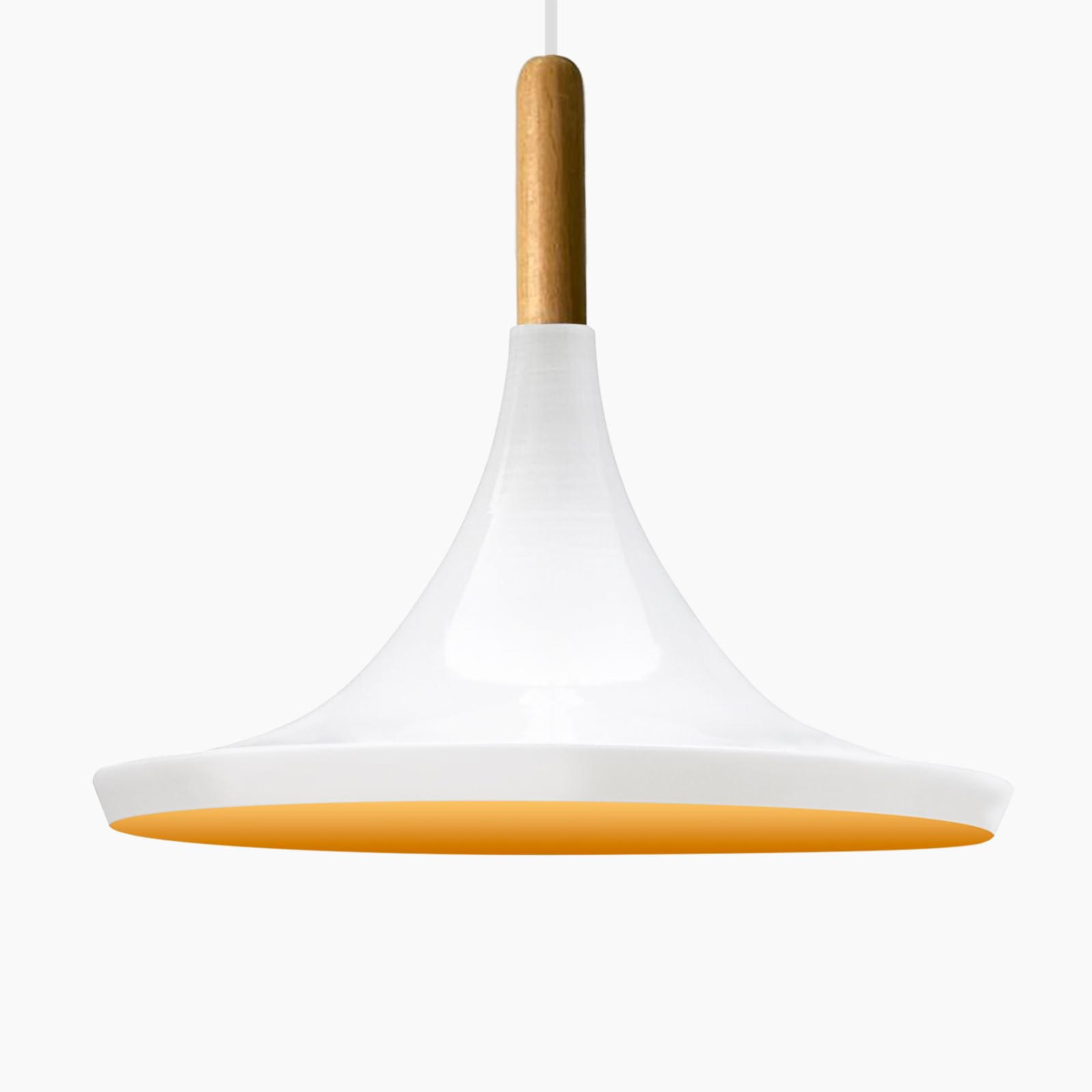 PENDELLEUCHTE Genisy 31/33 cm - Nussbaumfarben/Weiß, Holz/Metall (23/31/23cm) - Bamyum
