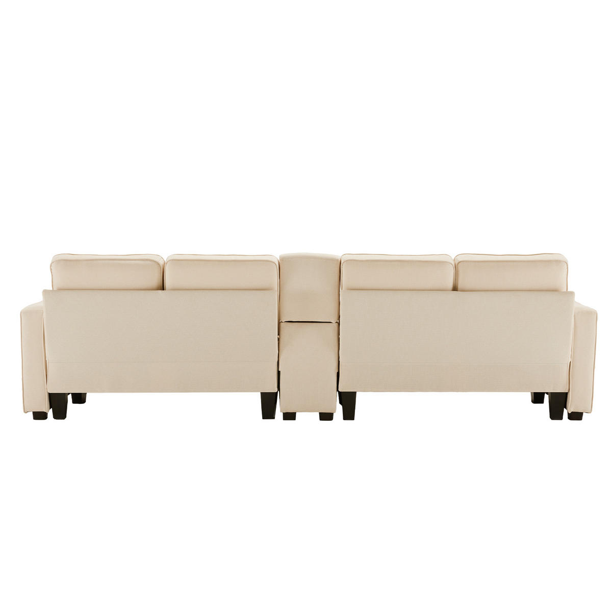ECKSOFA 290/83/88 cm Beige mit Konsole, 2 Getränkehaltern und Armlehnentaschen - Beige, Textil (290/83cm) - Oxeza
