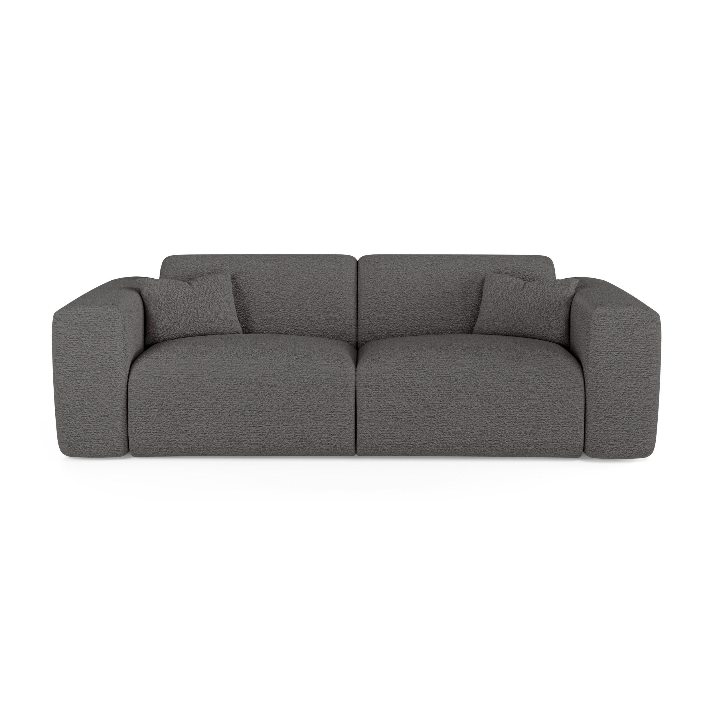 SCHLAFSOFA GERADE Bouclé-Stoff Graphitgrau 214cm - Graphitfarben/Grau, Textil (214/73/95cm) - Sia Home