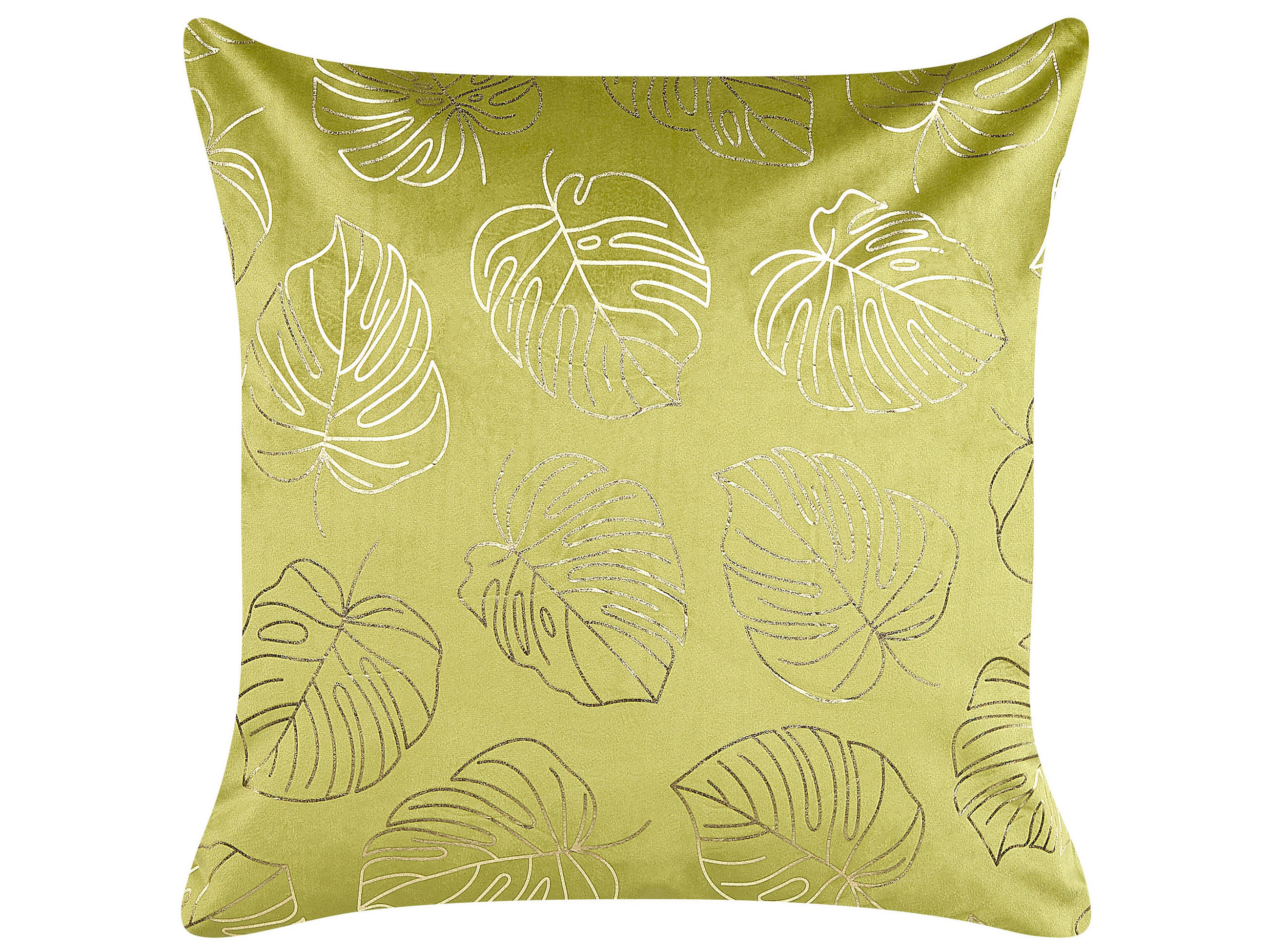 DEKOKISSEN 2er-Set Hellgrün 45/45 cm Monstera - Hellgrün, Textil (45/45cm) - Beliani