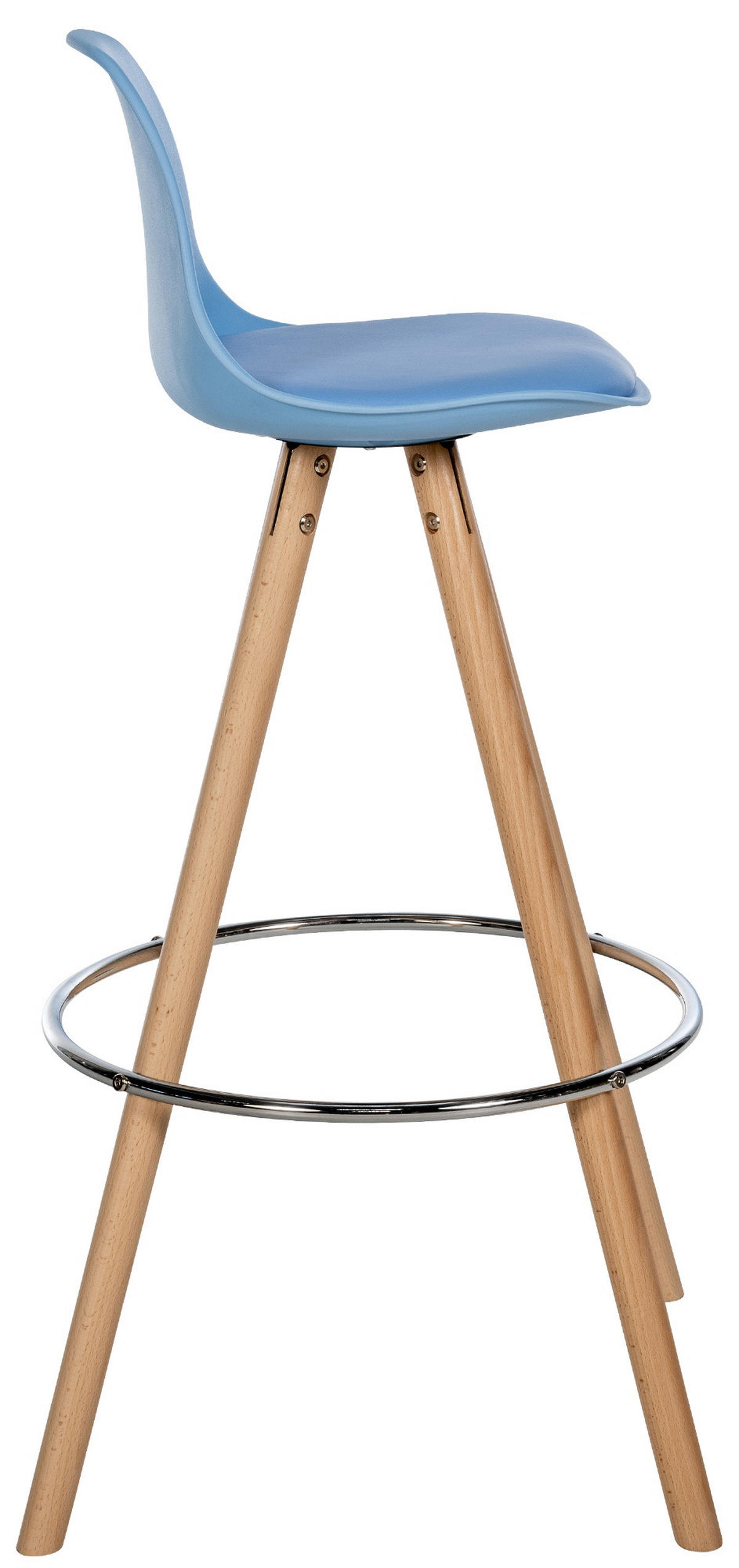 BARHOCKER PALMA Blau Kunstleder Braun - Blau, Leder/Holz (38/99/44cm) - DELUKE