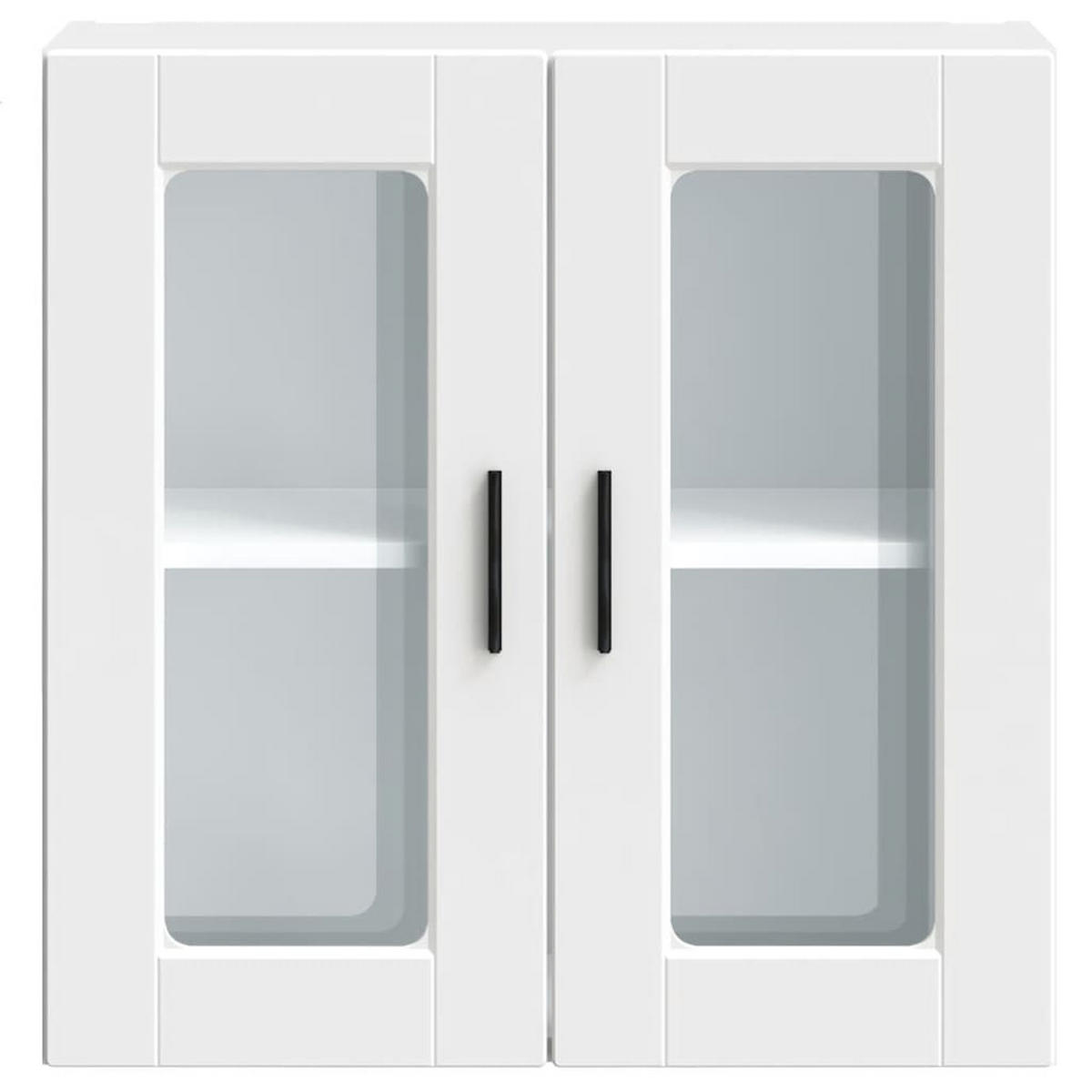 KÜCHENOBERSCHRANK Porto mit 2 Glas Türen 60/31/60 cm aus Holzwerkstoff Weiß - Schwarz/Weiß, Holz (60/60/31cm) - vidaXL