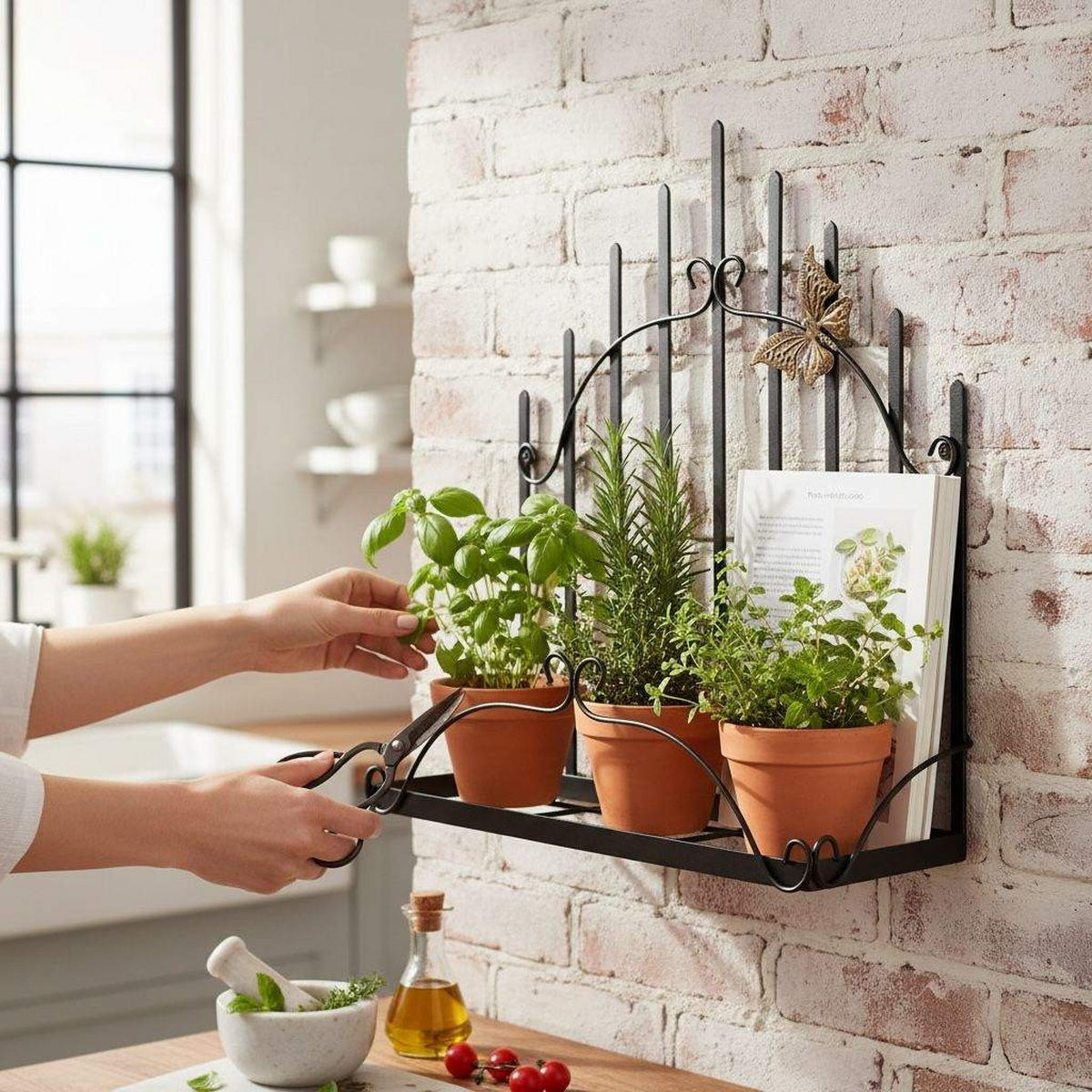 KÜCHENREGAL Wandregal Hängend Schwarz Metall 50 cm 96237 Kräuterregal - Schwarz, Metall (50/52/18cm) - DanDiBo