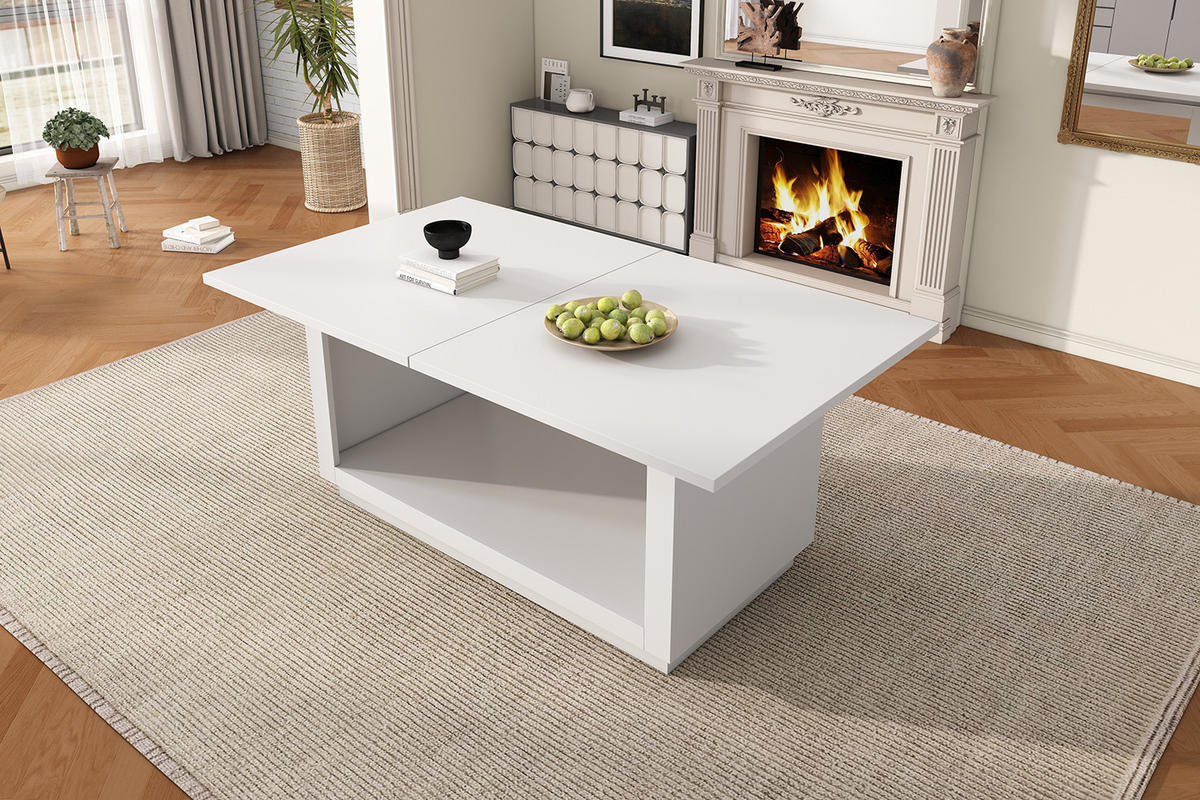 ESSTISCH 180/70/76,5 cm weiß mit ausziehbarer Tischplatte - Weiß, Holzwerkstoff (180/70/76.5cm) - OKWISH