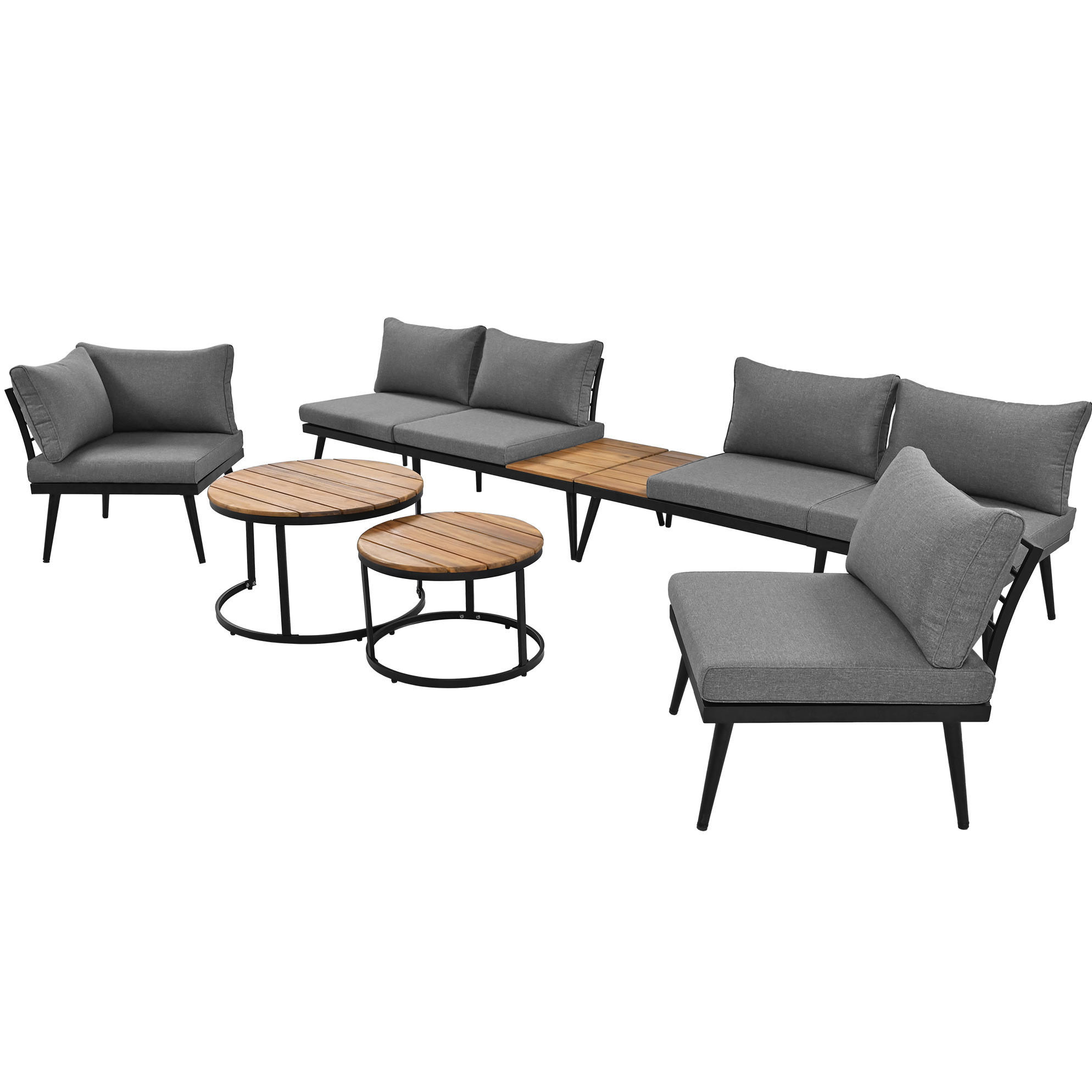 GARTENLOUNGE 160/64/75 cm antikgrau aus Eisen mit 8 cm Kissen - Grau, Metall - OKWISH