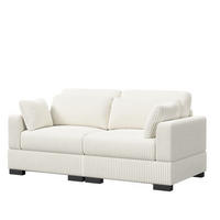 SOFA Modern Mit Streifenmuster Beige 180x87x85 Cm Komfortabel & Robust - Beige, Holz (87/85/180cm)