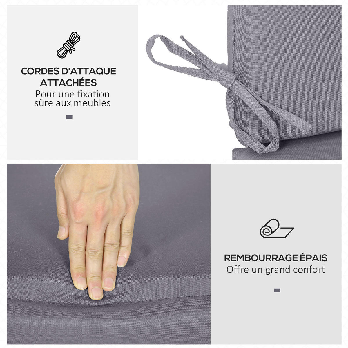 SCHAUKELKISSEN DE-17720 3-Sitzer mit Befestigungsbändern Dunkelgrau - Dunkelgrau, Textil (130/45/5cm) - ComfortXL