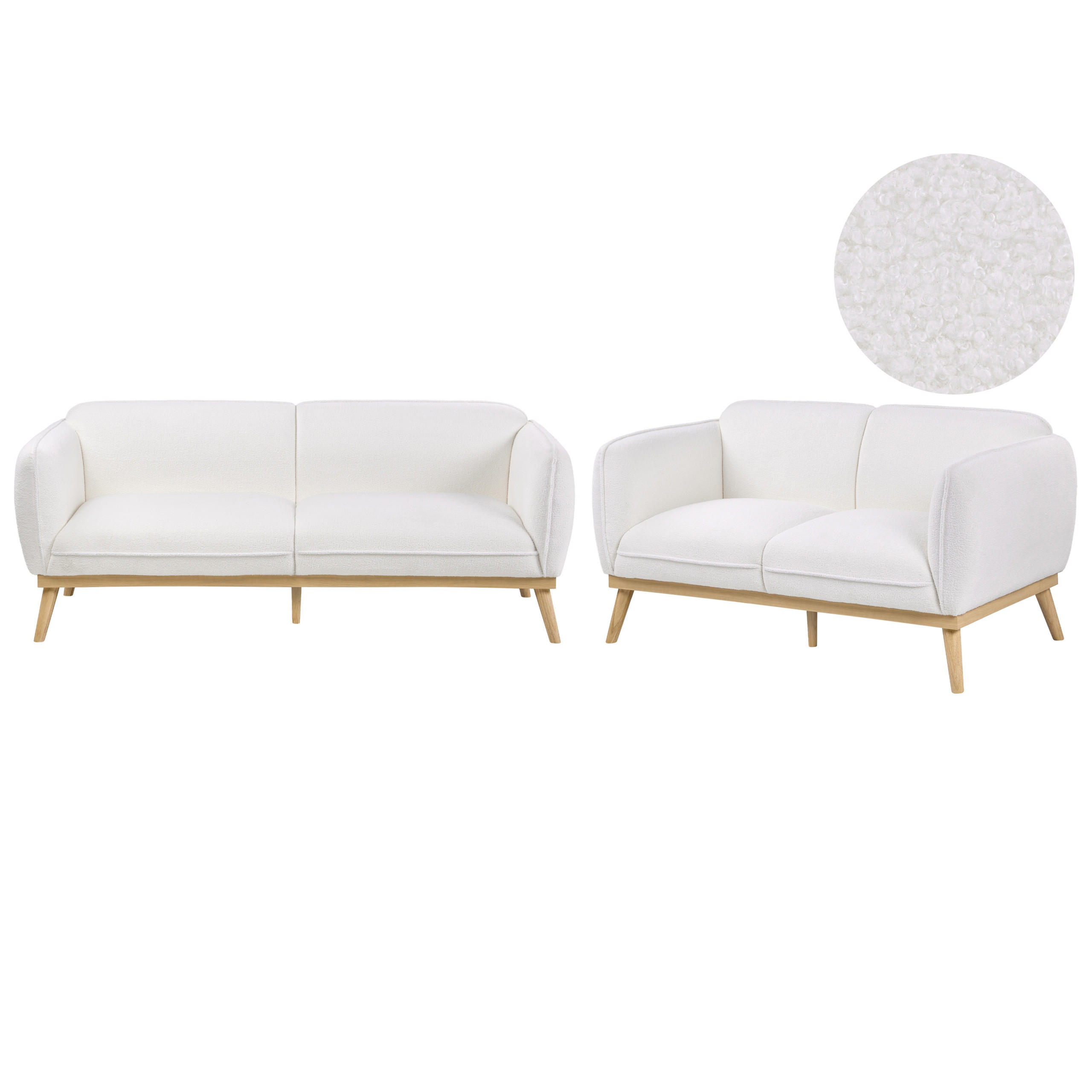 SOFA-SET 5-Sitzer Bouclé Weiß Ljung - Hellbraun/Weiß, Textil (210/82/82cm) - Beliani