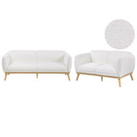 SOFA-SET 5-Sitzer Bouclé Weiß Ljung - Hellbraun/Weiß, Textil (210/82/82cm) - Beliani