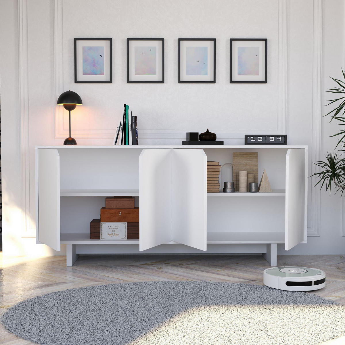 BUFFETSCHRANK doruk weiss - Weiß, Holz (40/81/180cm) - Habitat Garten