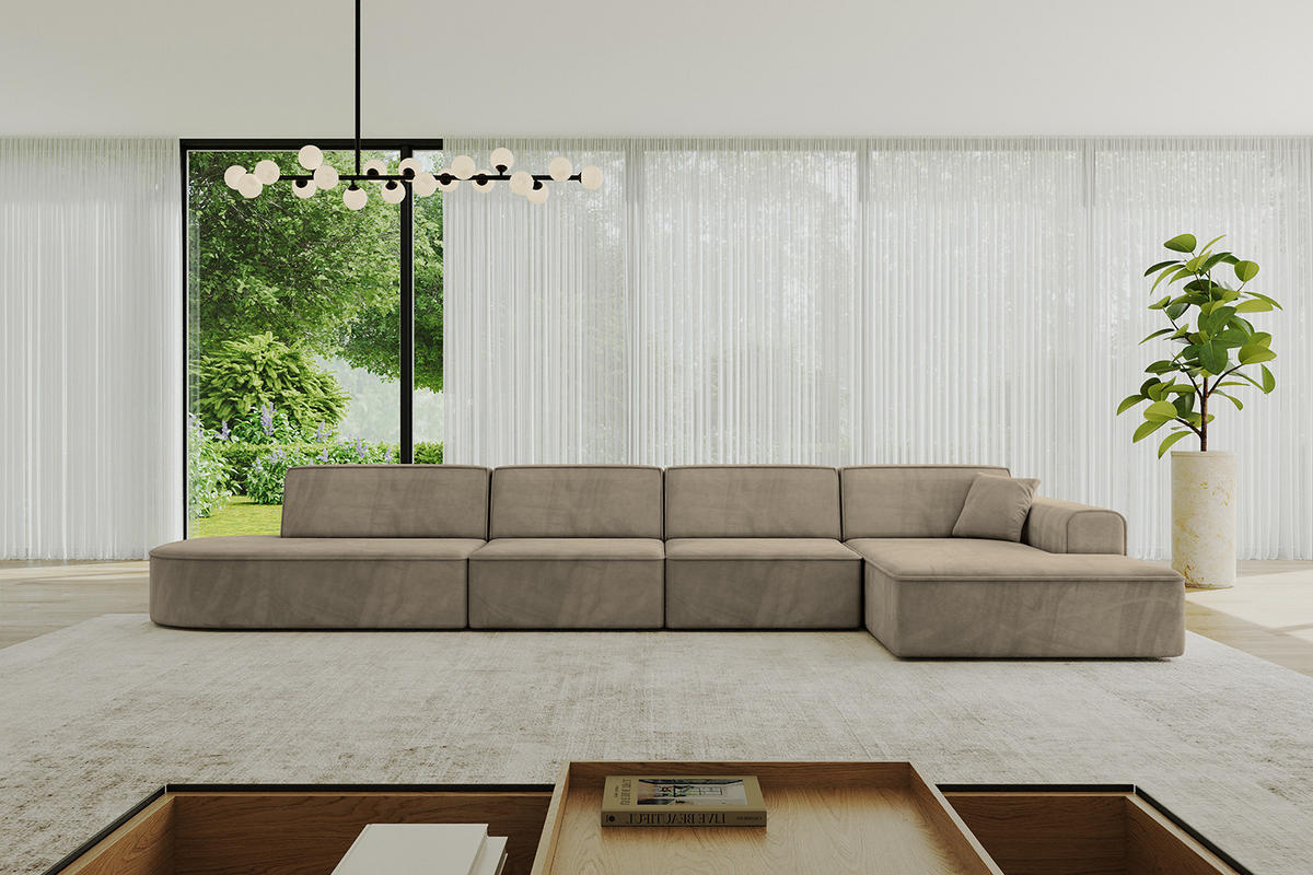 ECKSOFA Ottomane Rechts IREA-L3-v3 - 413x171x79 cm Braun - Braun, Holzwerkstoff/Textil (171/413cm) - ALTDECOR