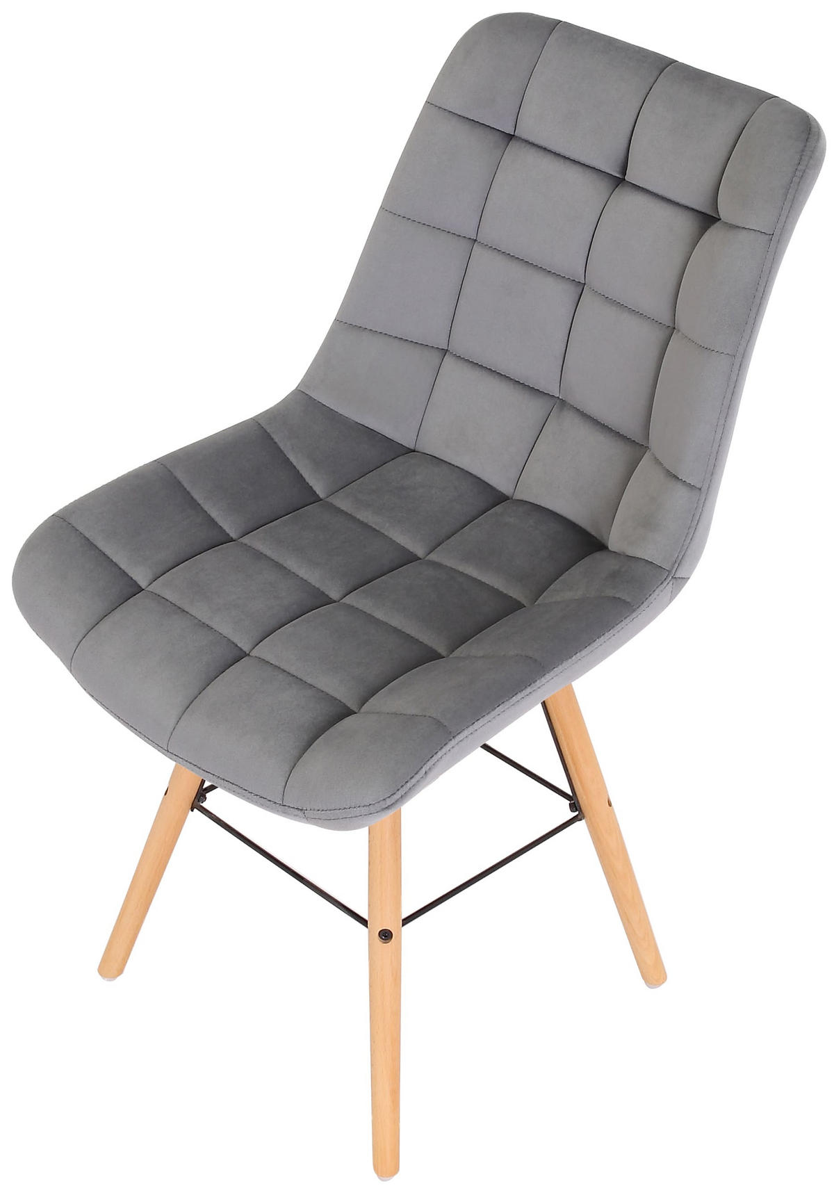 STUHL 2er Set Samt grau - Eukalyptusholzfarben/Grau, Holz/Textil (46/82/60cm) - CLP