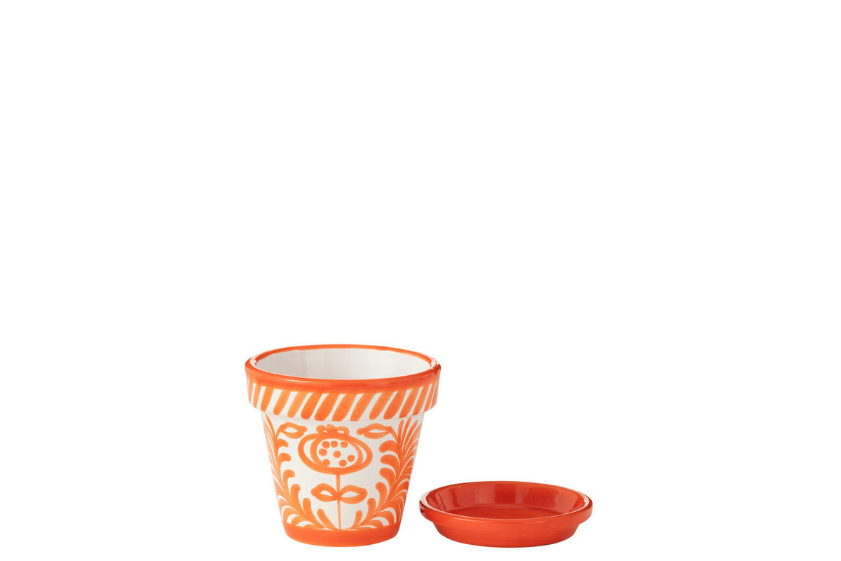 BLUMENTOPF GRANADA PATTERN - Töpferei - Orange - S - Ø 21 cm - Multicolor, Keramik (21/19cm) - J-Line