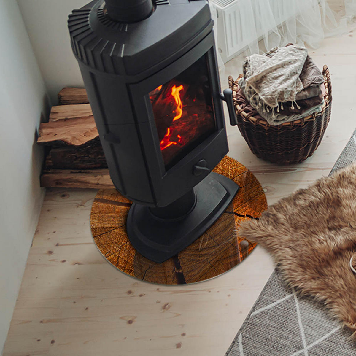 GLASPLATTE für Kamin Ø 50 cm - Orange, Glas (50/50/0.4cm) - TULUP