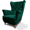 CHESTERFIELD-SESSEL Falco grün mit Holzbeinen - Buchefarben/Grün, Holz/Textil (82/102/92cm) - Beautysofa