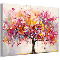 METALLBILD Aquarell - Baum - Kunst - Abstrakt 90x60 cm - Multicolor, Metall (90/60cm) - MuchoWow
