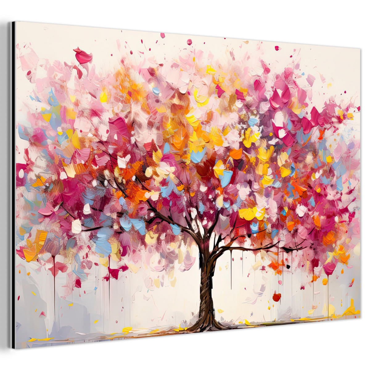 METALLBILD Aquarell - Baum - Kunst - Abstrakt 90x60 cm - Multicolor, Metall (90/60cm) - MuchoWow