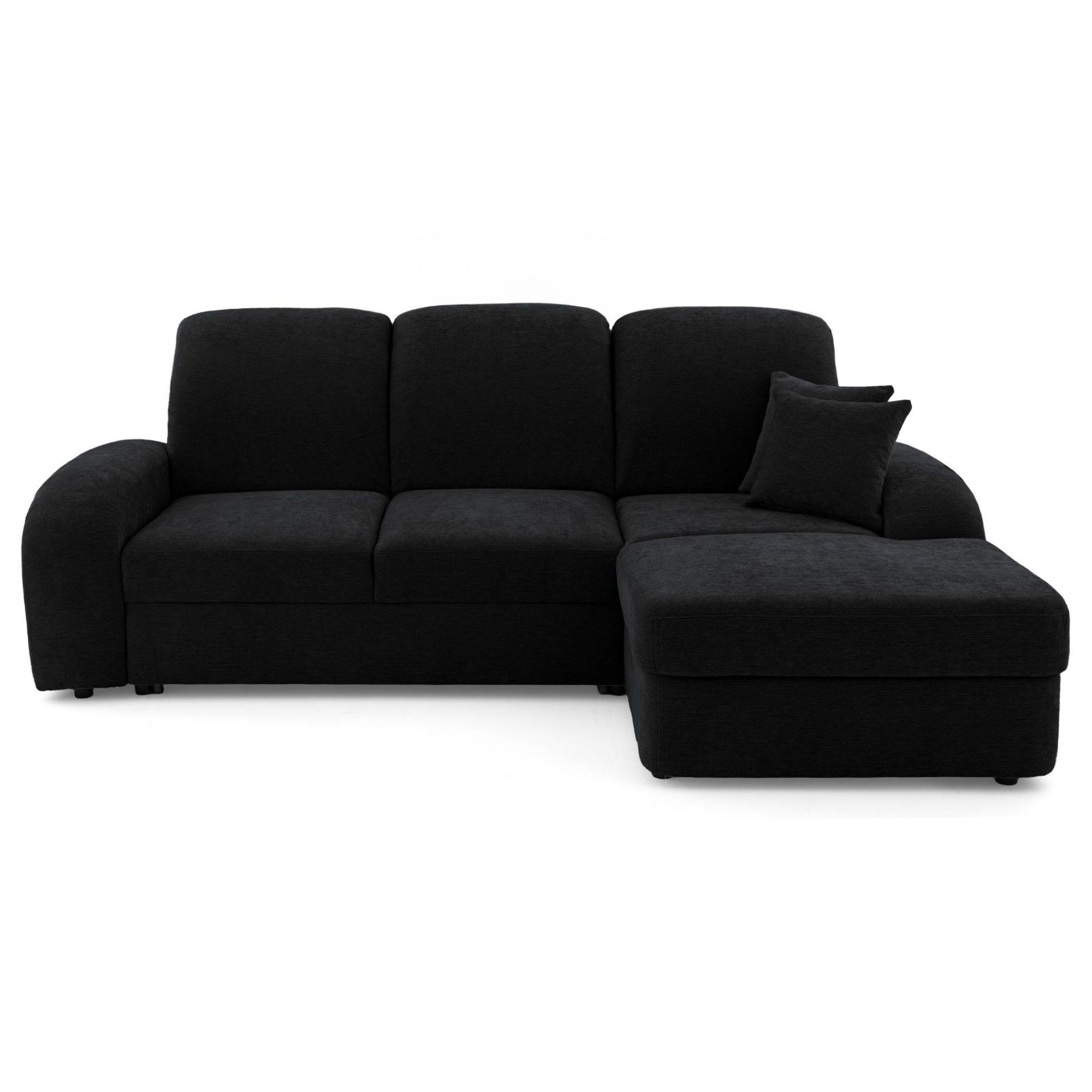 ECKSOFA VIBE S Rechts mit Schlaffunktion 130x202 Chenille Anthrazit - Anthrazit/Schwarz, Holz/Kunststoff (160/250cm) - Muffo