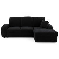 ECKSOFA VIBE S Rechts mit Schlaffunktion 130x202 Chenille Anthrazit - Anthrazit/Schwarz, Holz/Kunststoff (156/255cm) - Muffo