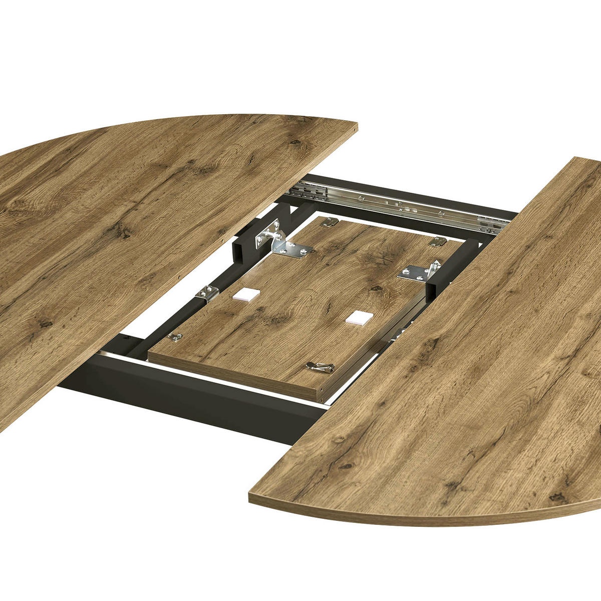 ESSTISCH TILL 120-150/120/76 cm Rund Eiche - Eichefarben/Schwarz, Holzwerkstoff (120/120/76cm) - B&D Home