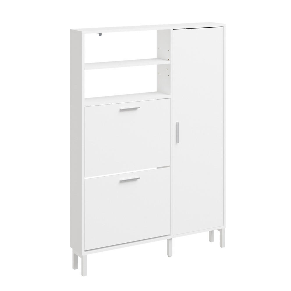 SCHUHSCHRANK mit klappbaren Fächern und Türfach FSR230 - Weiß, Holzwerkstoff (83/117.5/14cm) - SoBuy
