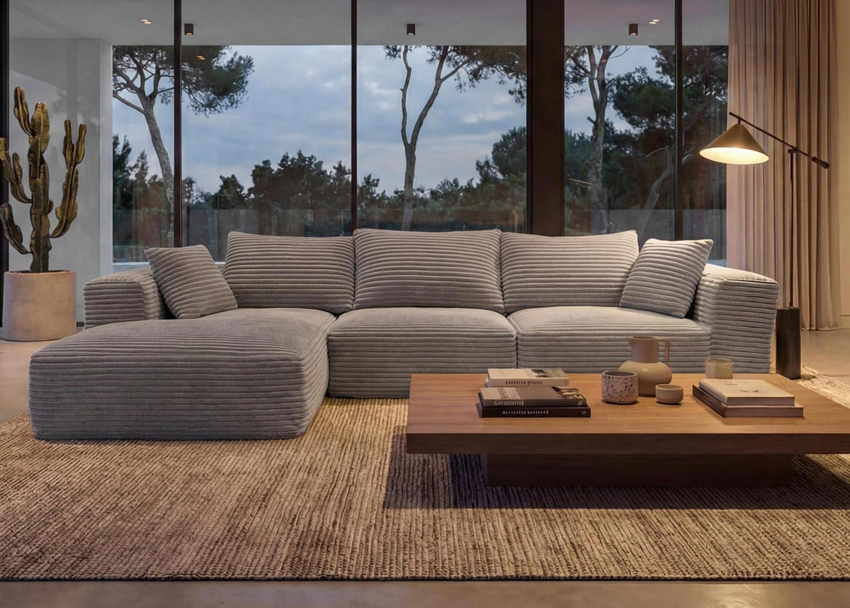 SOFA-GARNITUR Hellgrau - Hellgrau, Textil (276/58/154cm) - MCW