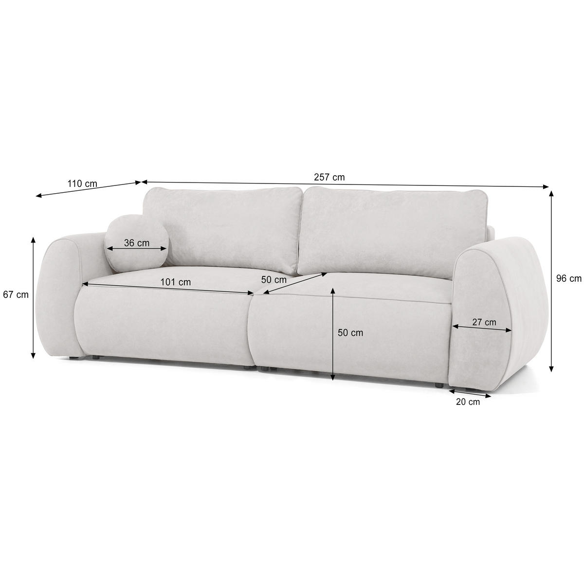3-SITZER Schlafsofa Bravo mit Eckfunktion, mit zwei Bettkasten, Cappuccino - Schwarz/Cappuccino, Textil (257/96/110cm) - Beautysofa