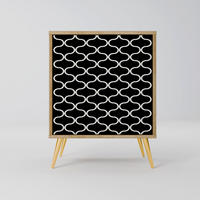 SIDEBOARD TESSELATED BLACKNESS, Eichefarben, 57,5x42x75,5 cm, Goldfarbene Metallfüße - Eichefarben/Goldfarben, Holzwerkstoff/Metall (57.5/75.5/42cm) - SpaceRebels