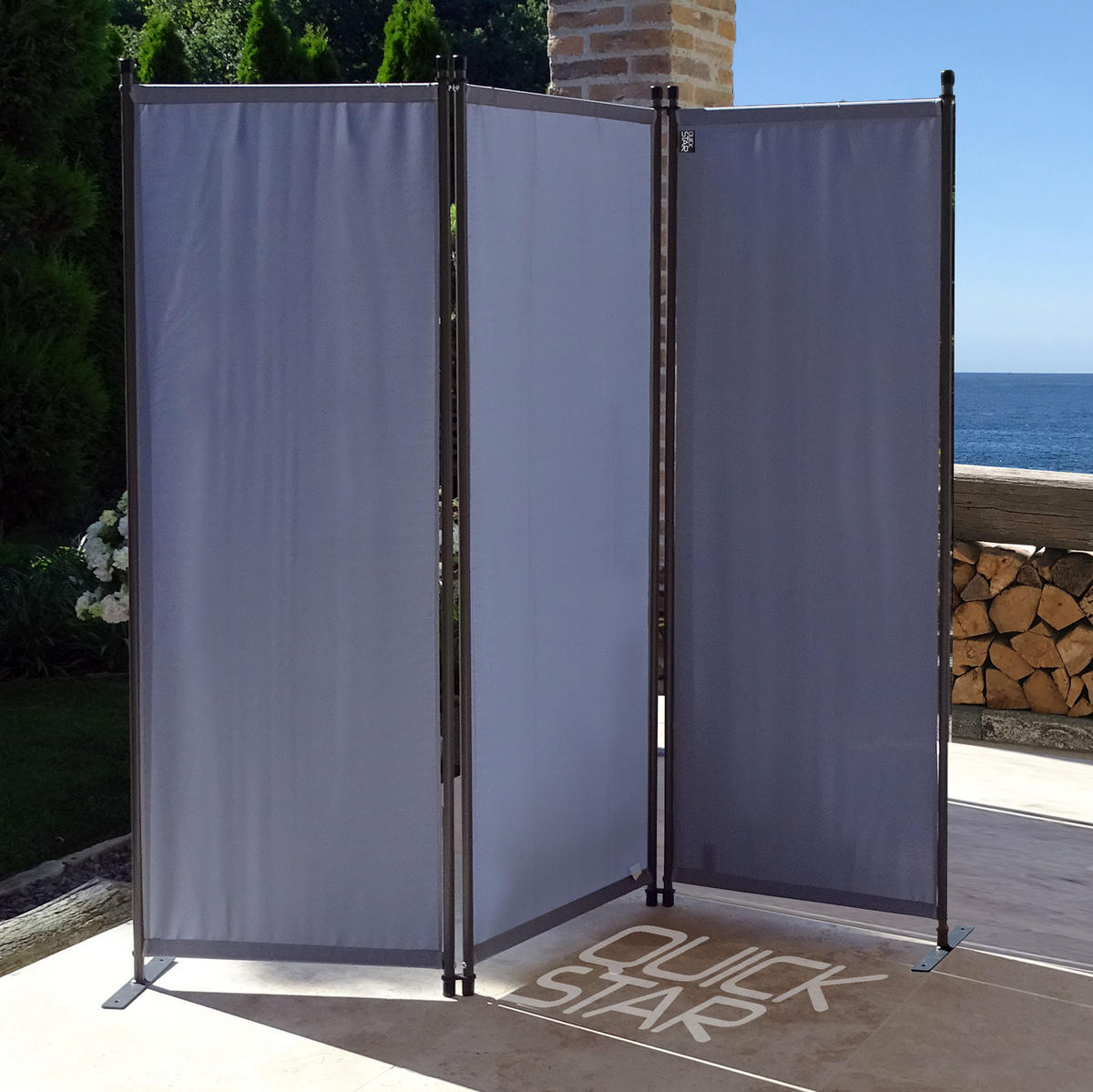 PARAVENT 2 Stück 3-tlg. 170x165 cm Grau - Grau, Metall (170/165cm) - QUICK STAR