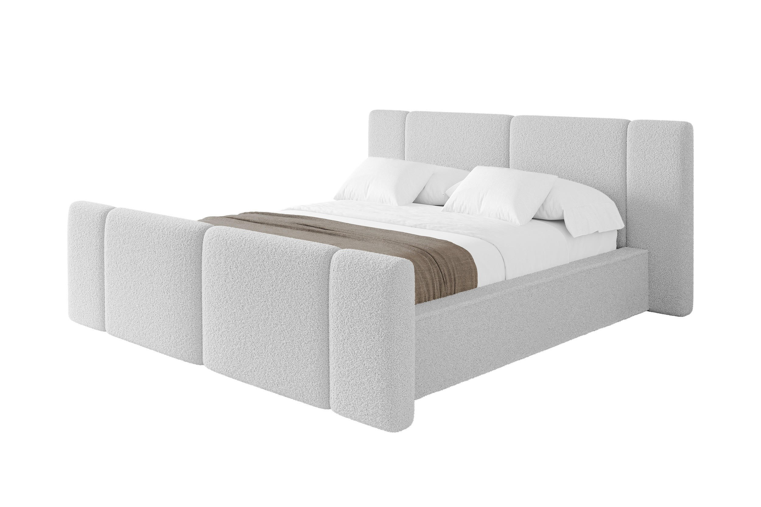 POLSTERBETT mit Bettkasten, Fußteil und Lattenrost, Boxbett ohne Matratze - RIVO-Z 140x200 Hellgrau - Taupe, Holzwerkstoff/Textil (140/200cm) - ALTDECOR