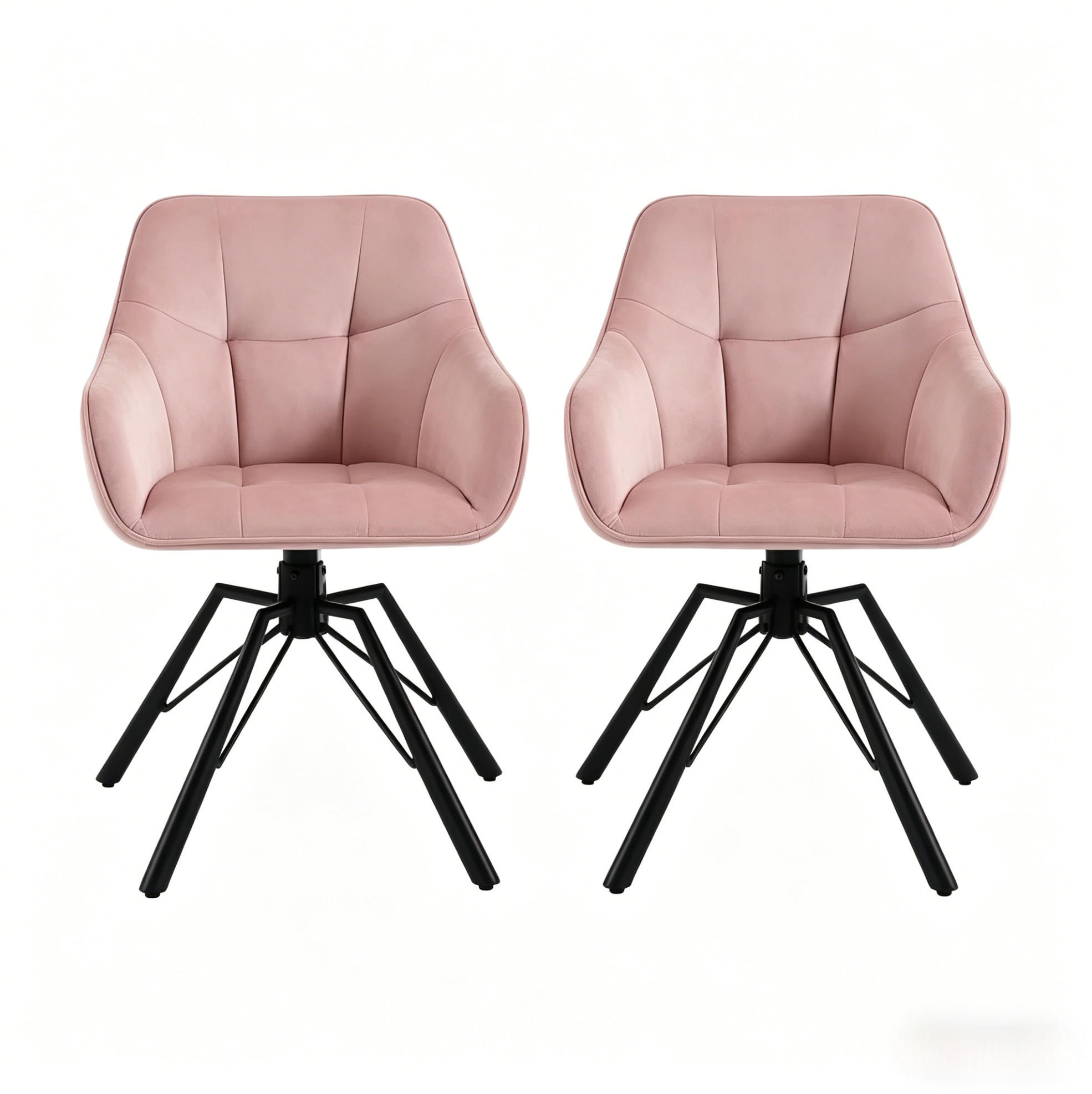 ESSZIMMERSTUHL 2er-Set drehbar Samt Pink - Pink, Metall (54/82.5/57cm) - Meubliv