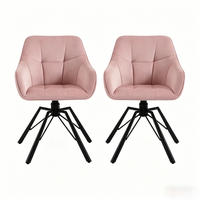 ESSZIMMERSTUHL 2er-Set drehbar Samt Pink - Pink, Metall (54/82.5/57cm) - Meubliv