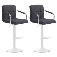 BARHOCKER 2er Set Stoff schwarz - Schwarz/Weiß, Textil/Metall (54/91/46cm) - CLP