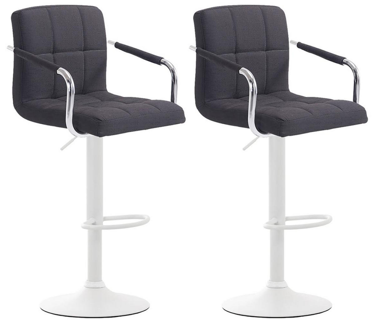 BARHOCKER 2er Set Stoff schwarz - Schwarz/Weiß, Textil/Metall (54/91/46cm) - CLP