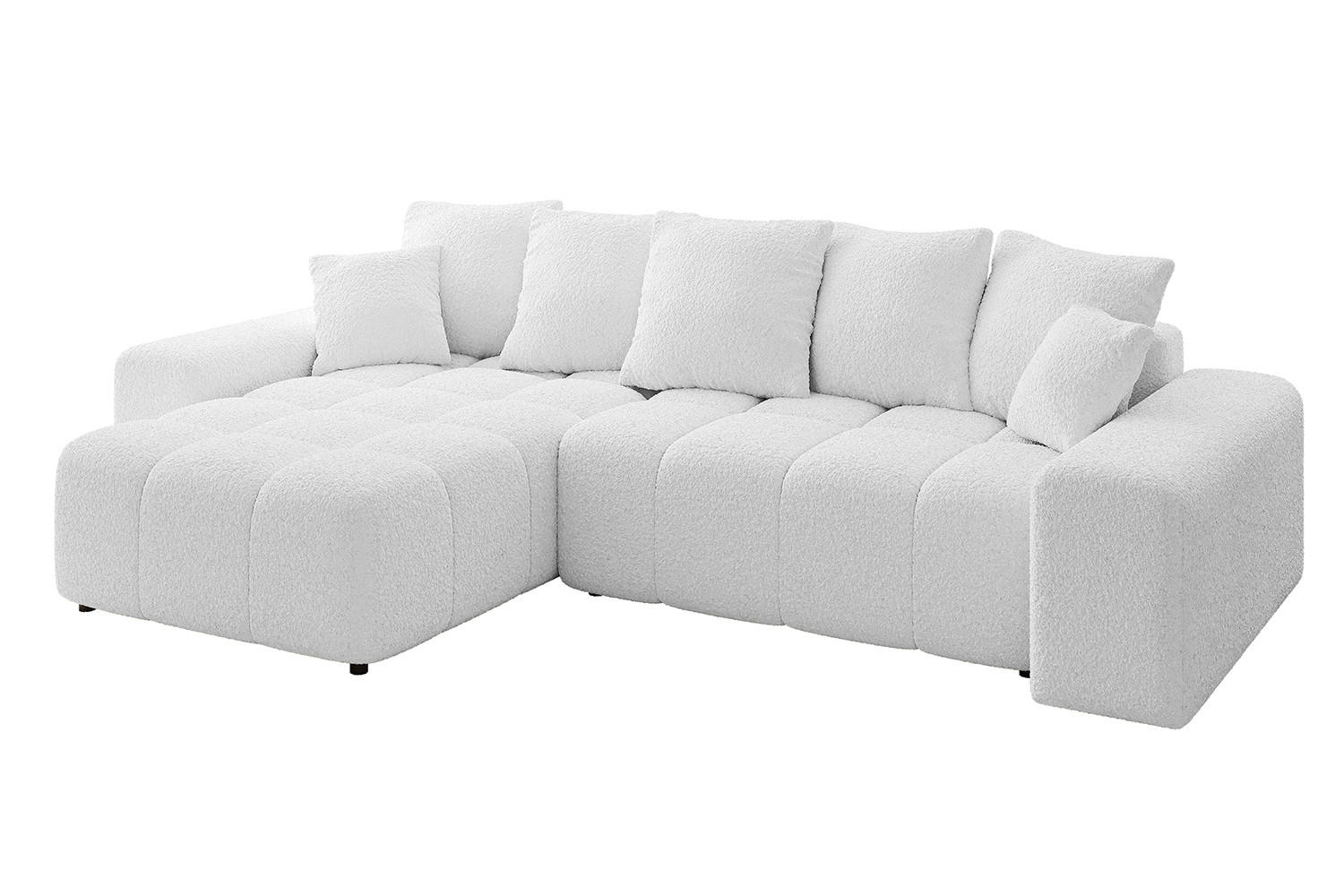 ALTDECOR ROHOVÁ SEDACÍ SOUPRAVA s otomanem vlevo ENIL-L 297x189x68 bílá buklé